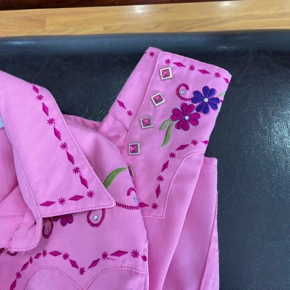 Panhandle Slim Embroidered rhinestones snap front western shirt rodeo barbie S - Picture 3 of 16